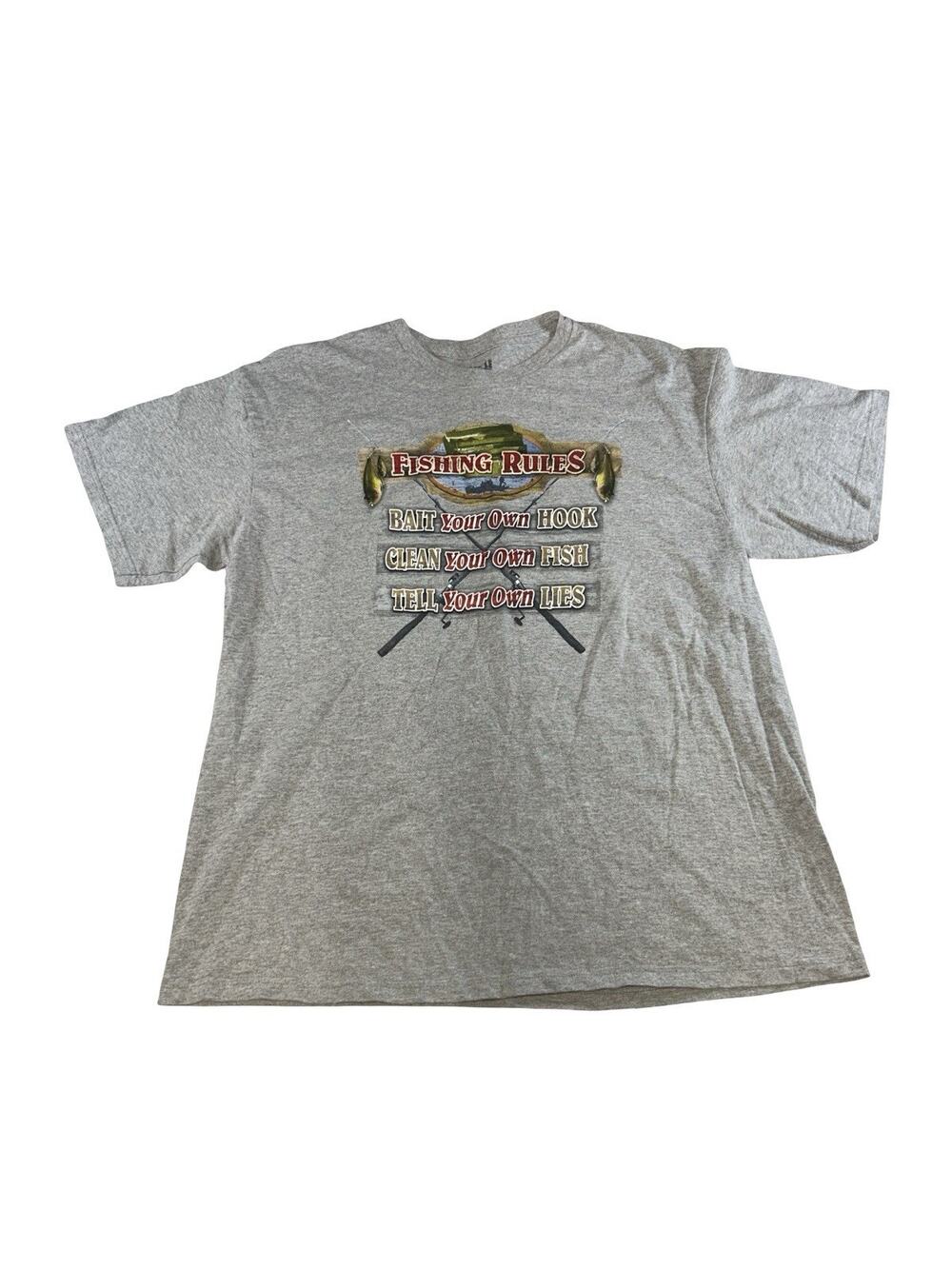 Lifestyles Legends Shirt Men's XL Gray Fishing Rules Graphic Tee Short Sleeve